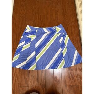 Greg Norman Play Dry Golf Skort Womens 8 Blue Green Striped Athletic Skirt New